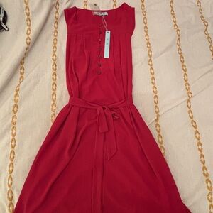 She + Sky Elegant Red Button-Down Dress